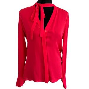 BCBGMaxAzria “Bellona” Red Tie-Neck Blouse (Sz S) NWT